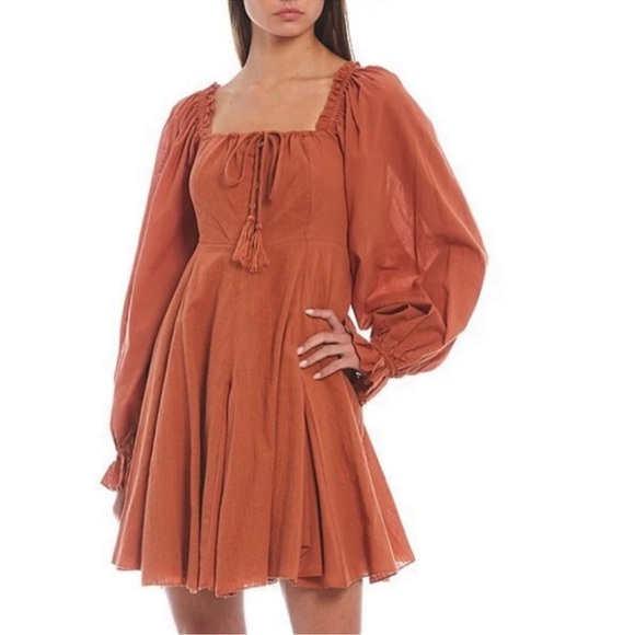 Chelsea And Violet Mixed Media Puff Sleeve Boho Dress - Picture 1 of 14